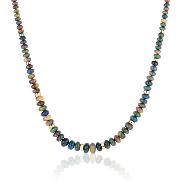 Goshwara Black Opal Necklace with Gold Rondelles