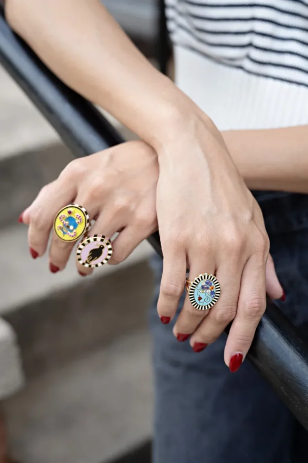 Holly Dyment Black Raven Enamel Ring