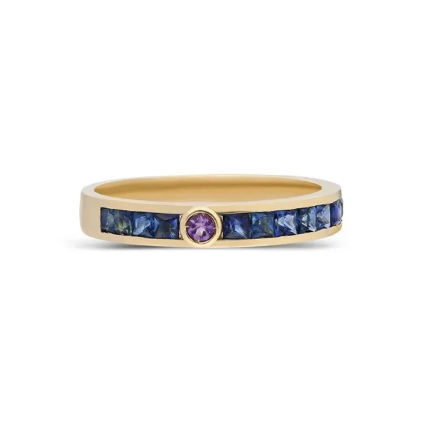 ita Blue Sapphire & Amethyst Mega Ray Stacker Ring