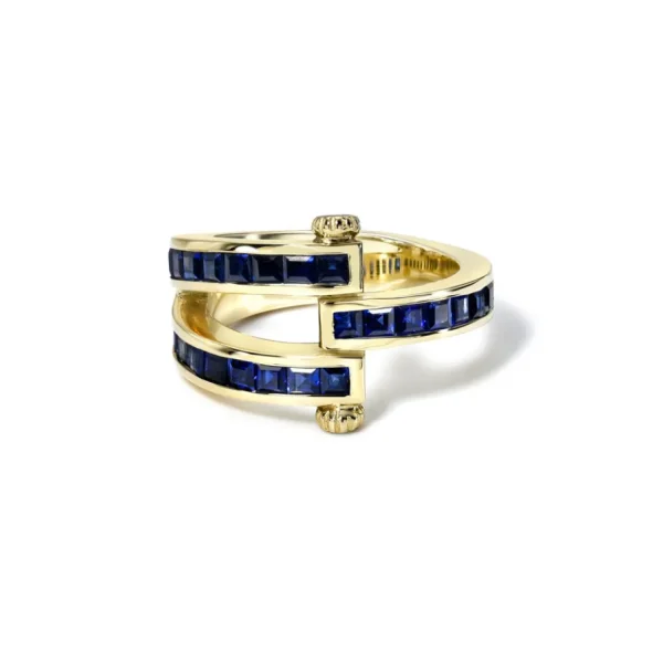 Retrouvai Carre Cut Blue Sapphire Magna Ring