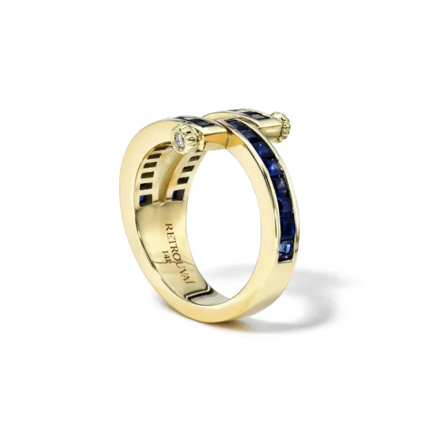 Retrouvai Carre Cut Blue Sapphire Magna Ring