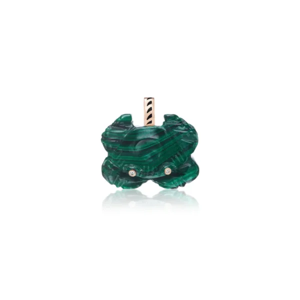 Dezso Carved Malachite Crab Pendant