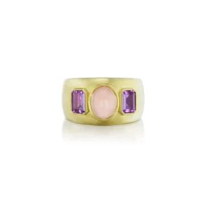 Jenna Blake Coral & Pink Sapphire Three Stone Ring