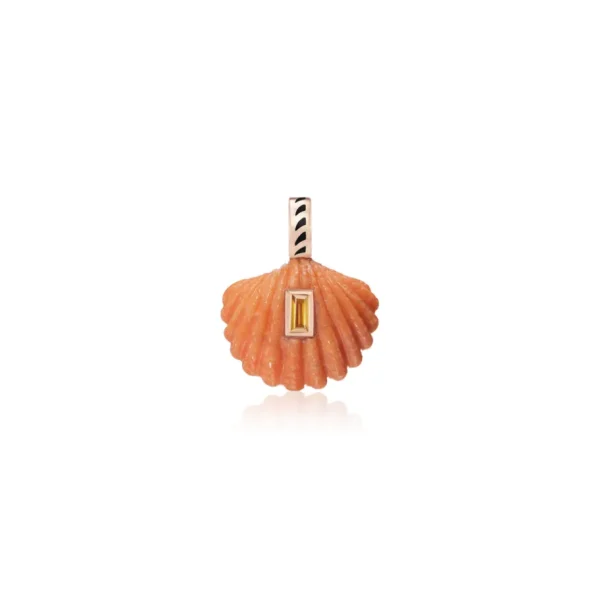 Dezso Coral Capri Shell with Beryl Pendant