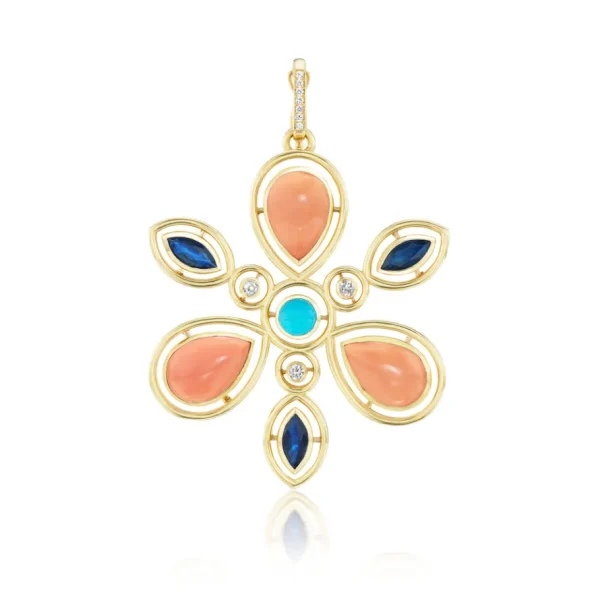 Jenna Blake Coral Celtic Flower Pendant