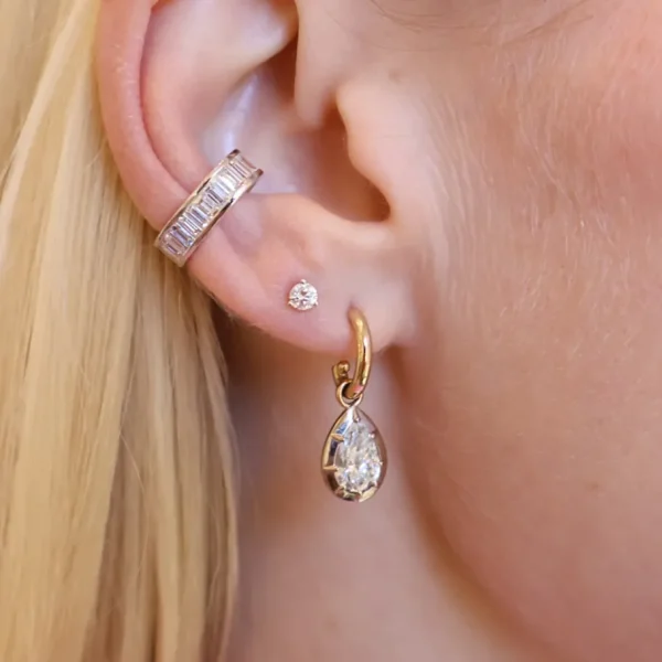 Tiny Gods 1.80CT Pear Diamond Bezel Drop Earrings