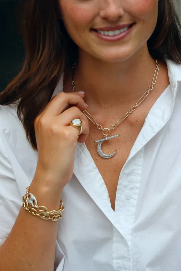 Lucy Delius Diamond Crescent Moon Pendant