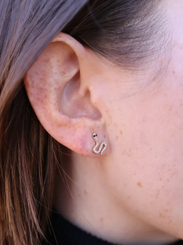 Tiny Gods Diamond Pave Snake Studs