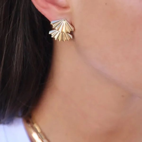Anita Ko Double Fan Gold Earrings