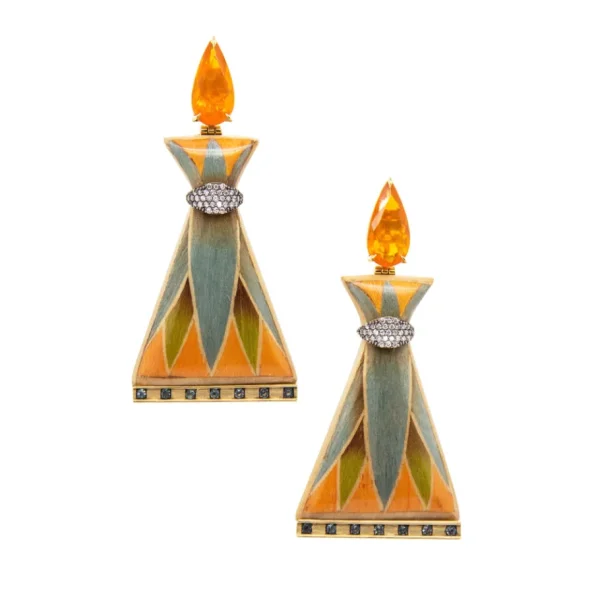 Silvia Furmanovich Egypt Fire Opal Marquetry Earrings