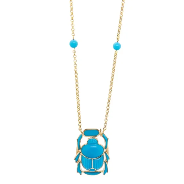 Silvia Furmanovich Egyptian Scarab Necklace with Turquoise
