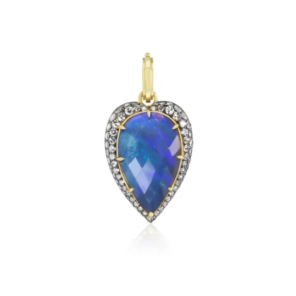 Sylva & Cie Faceted Opal Heart Pendant