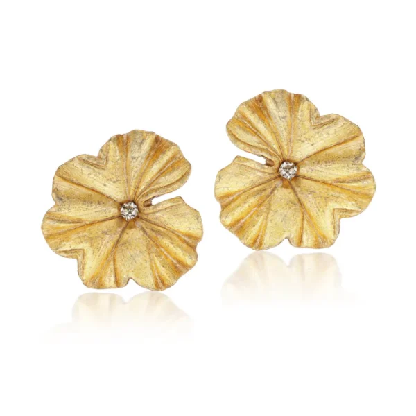 Silvia Furmanovich Gold Leaf Marquetry Geranium Earrings