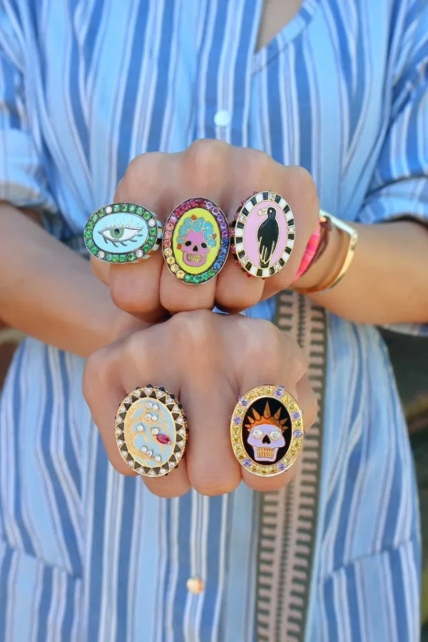 Holly Dyment Green Eye Enamel Ring
