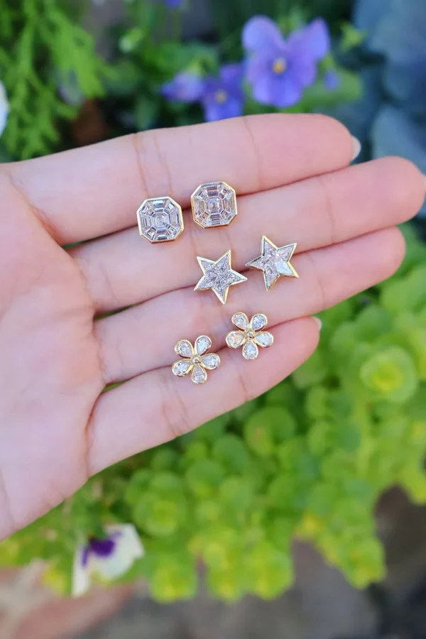 Tiny Gods Illusion Asscher Cut Diamond Studs