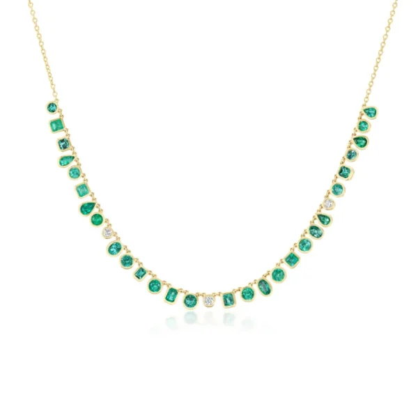 Tiny Gods Jardin Emerald & Diamond Bezel Set Necklace