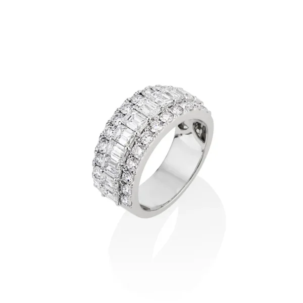 Tiny Gods 18k White Gold Round & Emerald Cut Diamond Half Eternity Band