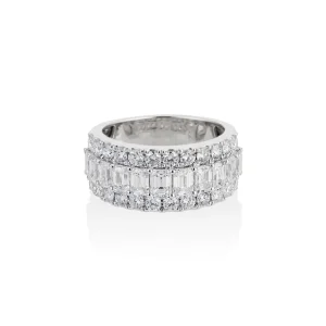Tiny Gods 18k White Gold Round & Emerald Cut Diamond Half Eternity Band