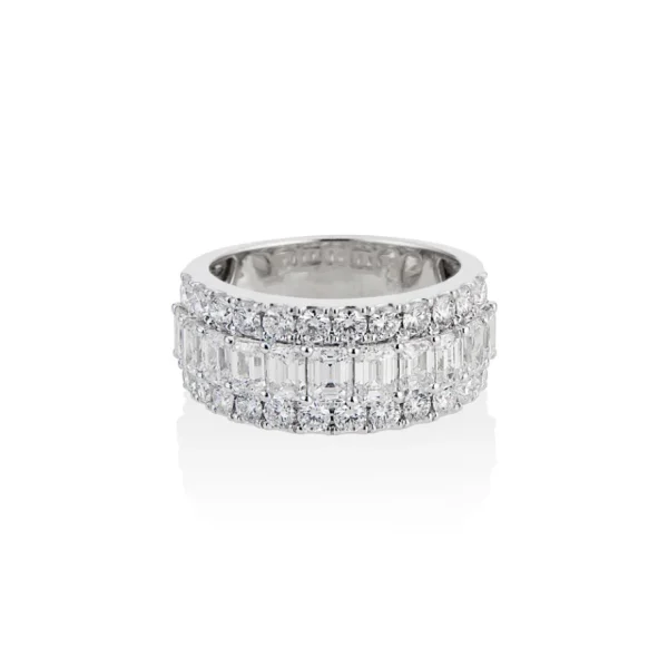 Tiny Gods 18k White Gold Round & Emerald Cut Diamond Half Eternity Band