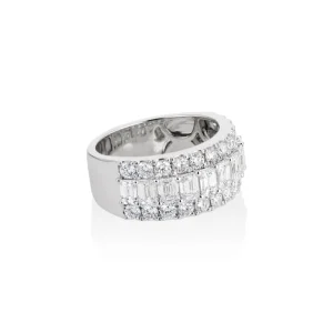 Tiny Gods 18k White Gold Round & Emerald Cut Diamond Half Eternity Band