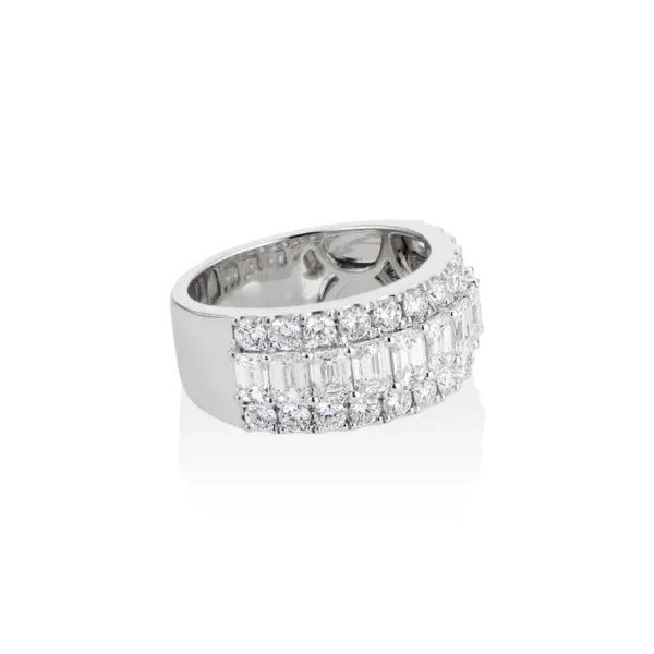 Tiny Gods 18k White Gold Round & Emerald Cut Diamond Half Eternity Band