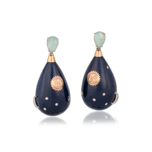 Silvia Furmanovich 18KR Lacquer Celestial Teardrop Earrings with Opal