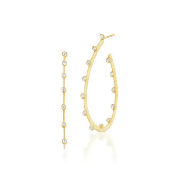 Suzy Landa Large Hoopla Bezel Pear Shaped Hoops