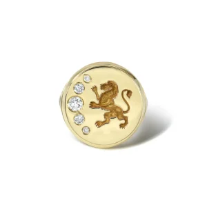 Retrouvai Lion Diamond Fantasy Signet Ring