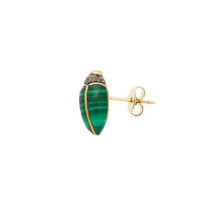 Bibi Van Der Velden Malachite Mini Scarab Stud
