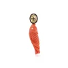 Dezso Mediterranean Coral and Yellow Sapphire Long Carved Fish Tail
