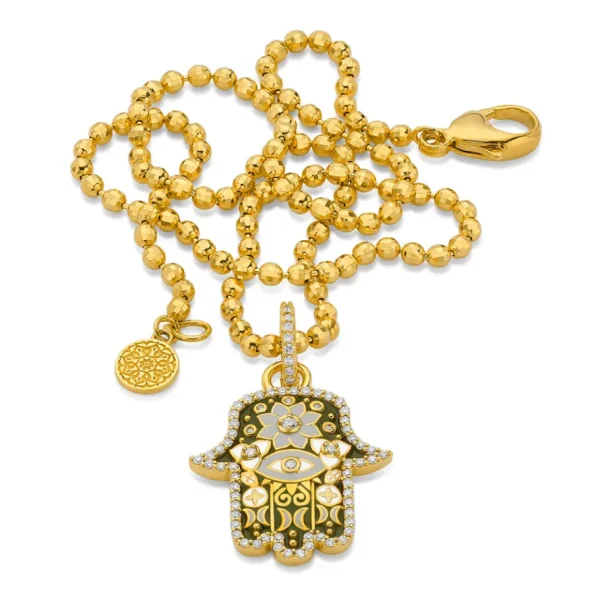 Buddha Mama Medium Army Green Hamsa Pendant
