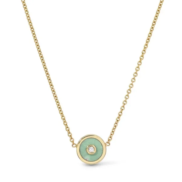 Retrouvai Mini Compass Pendant- Green Turquoise