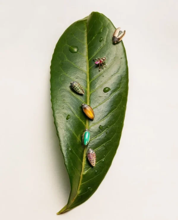 Bibi Van Der Velden Mini Scarab Stud Earring Closed - Pink