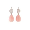 Sylva & Cie Mosaic Diamond Heart & Pink Opal Drop Earrings