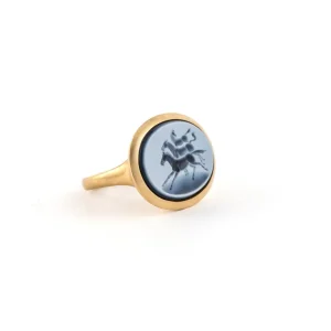 Sylva & Cie Onyx Horse Cameo Ring