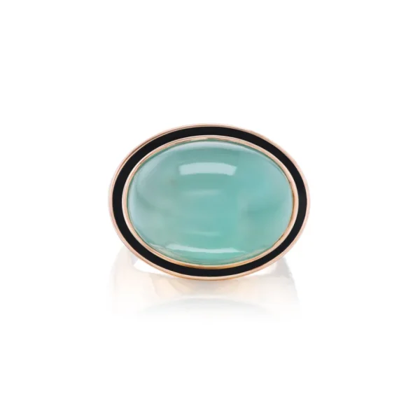 Dezso Oval Aquaprase Cabochon Ring
