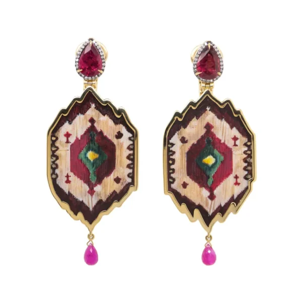 Silvia Furmanovich Peacock Feather Micropainting Earrings