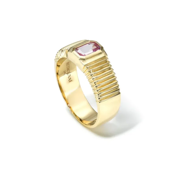 Retrouvai Pink Sapphire Pleated Heirloom Ring