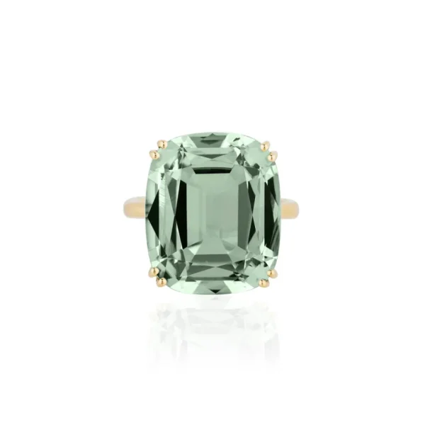 Goshwara Prasiolite Cushion Ring