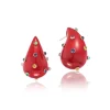 Silvia Furmanovich Red Tear Drop Earrings with Studded Gemstones