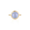 Goshwara Round Blue Chalcedony Cabochon Ring