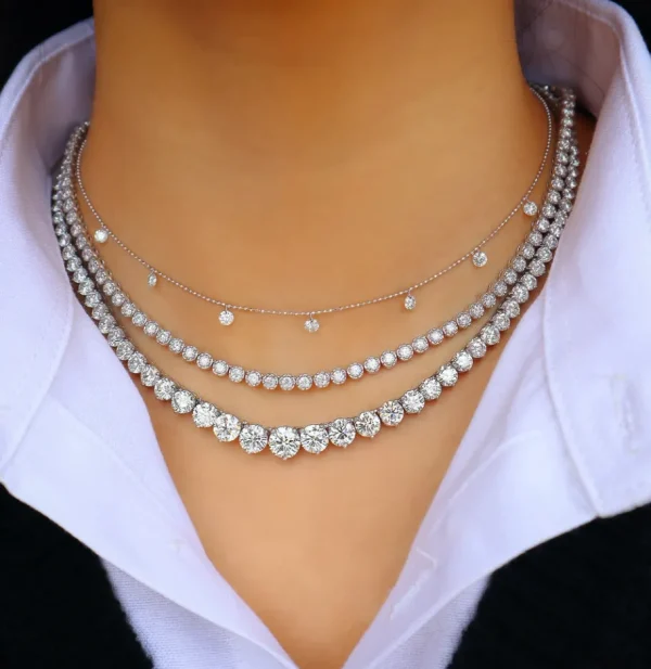 Graziela Small Floating Diamond Necklace - White Gold