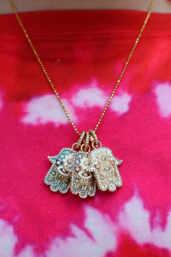 Buddha Mama Small Sky Blue Hamsa Pendant