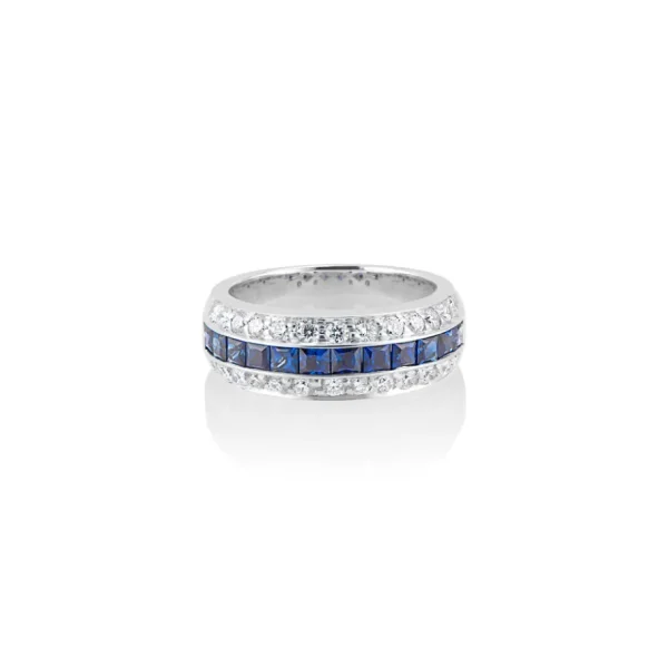 TinyGods Square Sapphire and Diamond Channel Ring