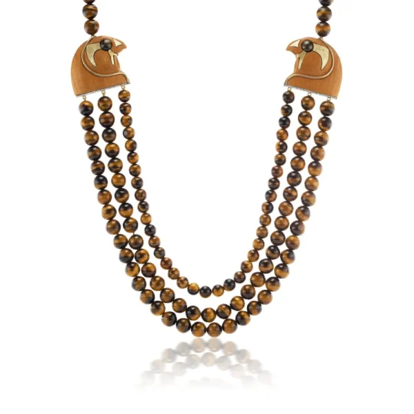 Silvia Furmanovich 3-Strand Tiger's Eye Horus Necklace