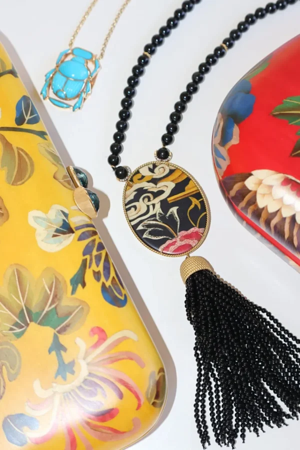 Silvia Furmanovich Tibetan Rose & Onyx Tassel Necklace