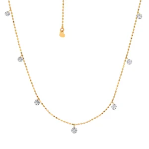 Graziela Tiny Floating Diamond Necklace - Yellow Gold