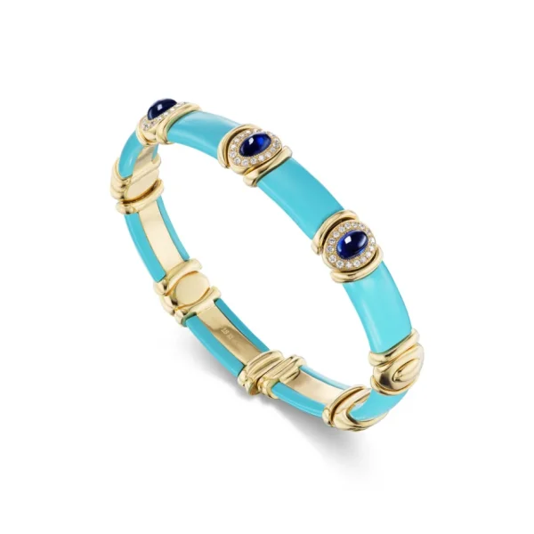 Verdi Turquoise, Sapphire and Diamond Flex Bangle