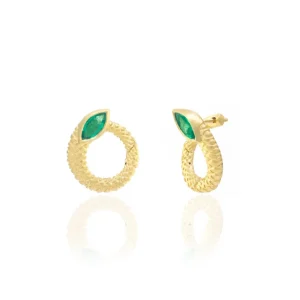 Jenna Blake Twisted Emerald Snake Hoops