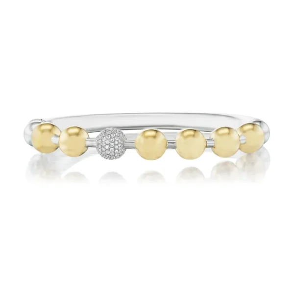 Rainbow K Two-Tone Ball Bangle with Pavé Diamond Ball